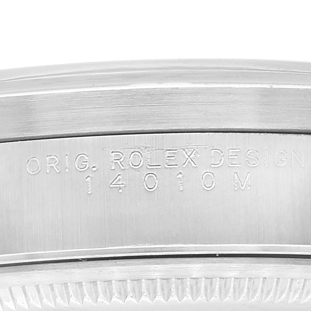 This image shows the side engraving on the case of a Rolex Air-King 14010 Men's Stainless Steel Silver Dial 14010 Men's Stainless Steel Silver Dial watch, displaying the model number "14010M."