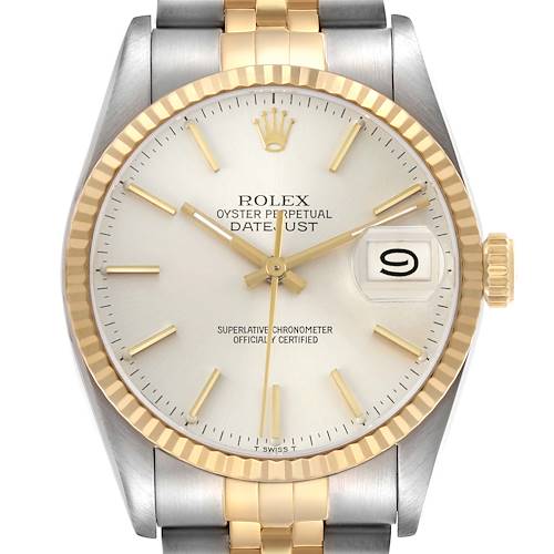 Photo of Rolex Datejust 36 Steel Yellow Gold Silver Dial Mens Watch 16233