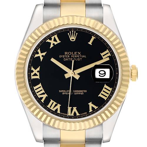Photo of Rolex Datejust II Steel Yellow Gold Black Roman Dial Mens Watch 116333