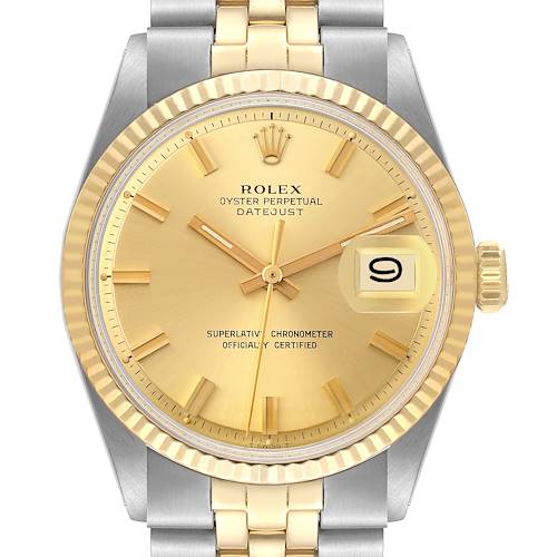 Photo of Rolex Datejust Steel Yellow Gold Champagne Dial Vintage Mens Watch 1601