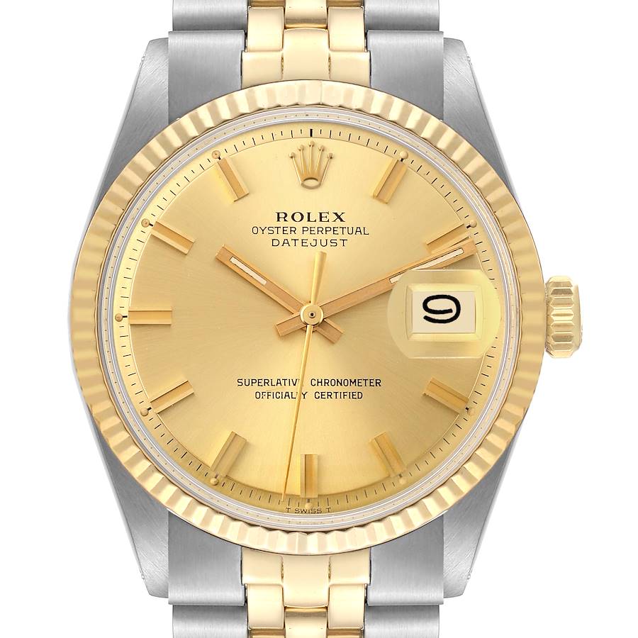 Rolex Datejust Steel Yellow Gold Champagne Dial Vintage Mens Watch 1601 SwissWatchExpo