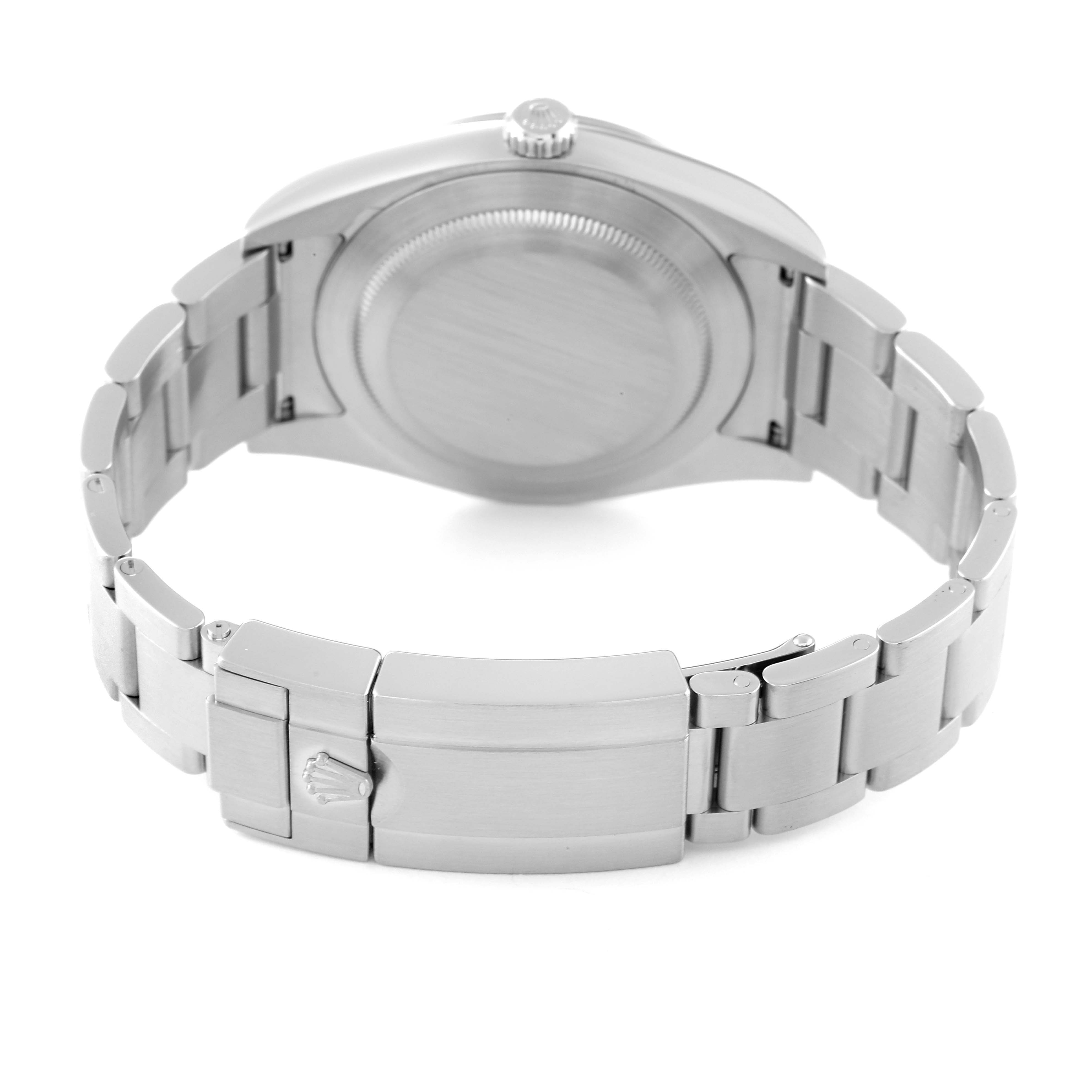 The image shows the back view of a Rolex Explorer 214270 Men's Stainless Steel Black Dial 214270 Men's Stainless Steel Black Dial watch, highlighting the case back and bracelet clasp.