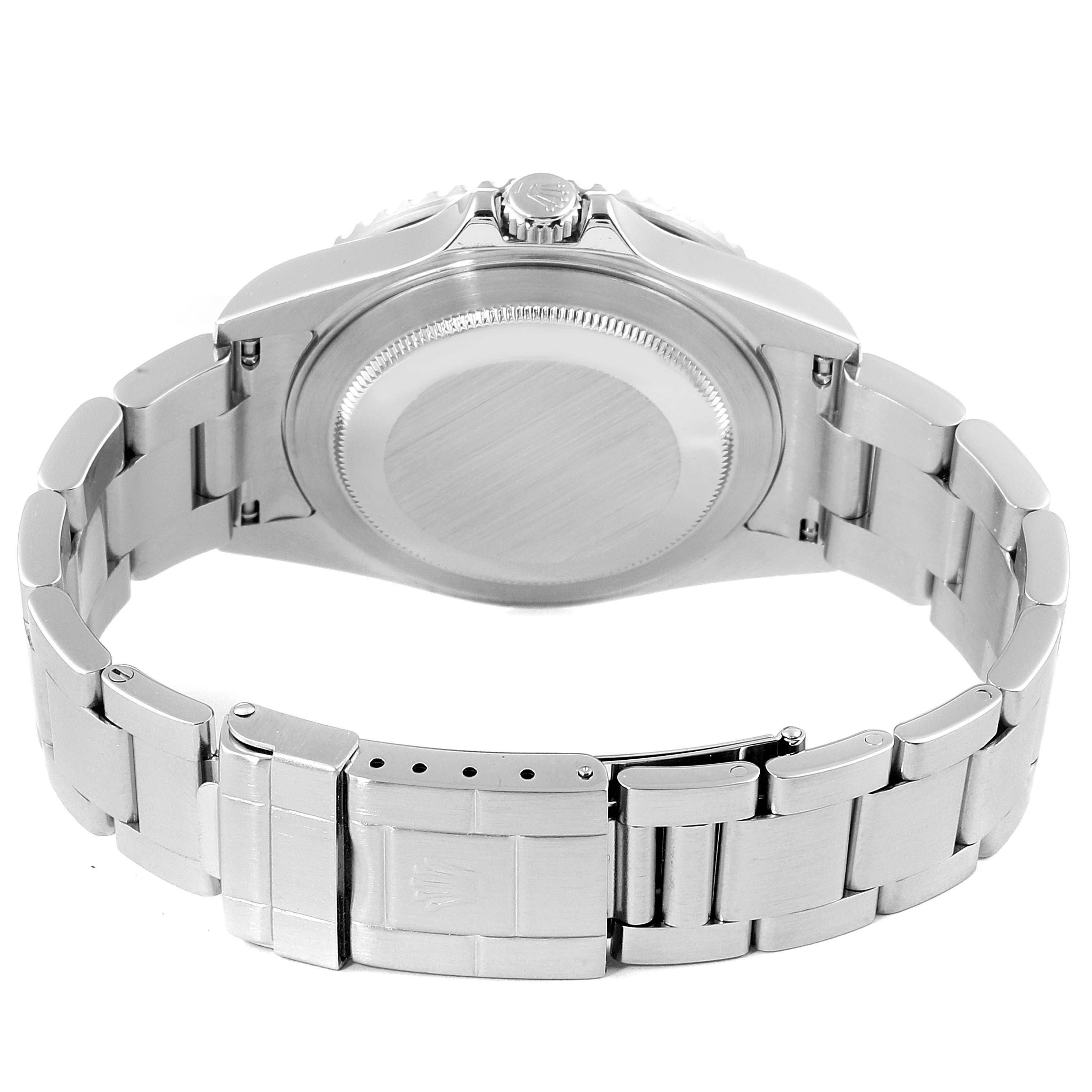 The image shows the back case and bracelet of the Rolex GMT-Master 16710 Men's Stainless Steel Black Dial 16710 Men's Stainless Steel Black Dial watch from a rear angle.