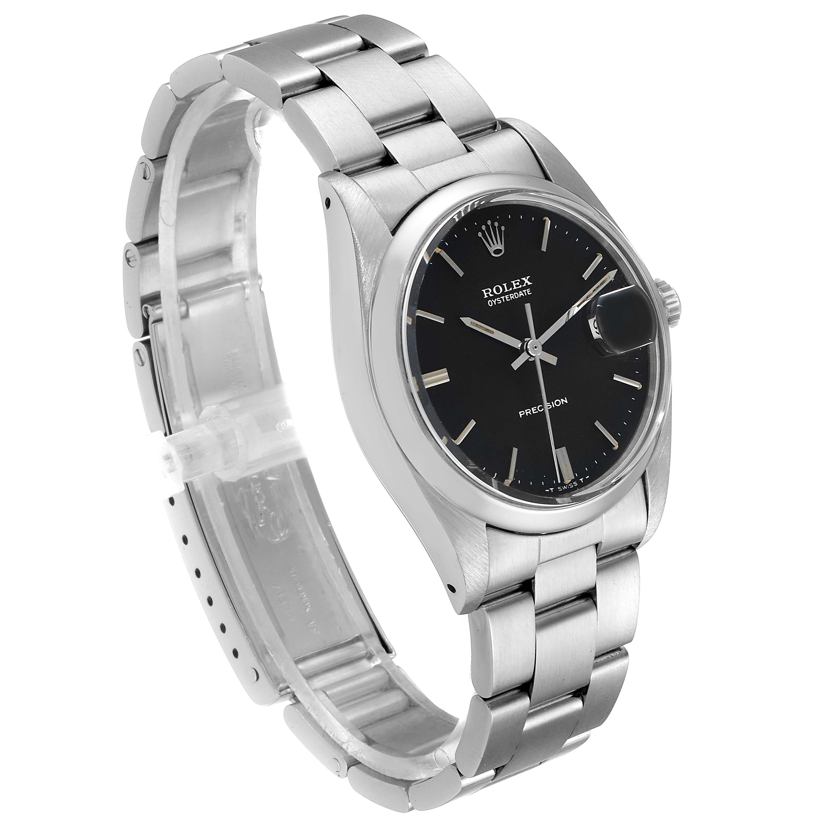 The Rolex Vintage Collection 6694 Men
s Stainless Steel Black Dial 6694 Men
s Stainless Steel Black Dial model is shown at a three-quarter angle, displaying the stainless steel bracelet, black dial, and crown.