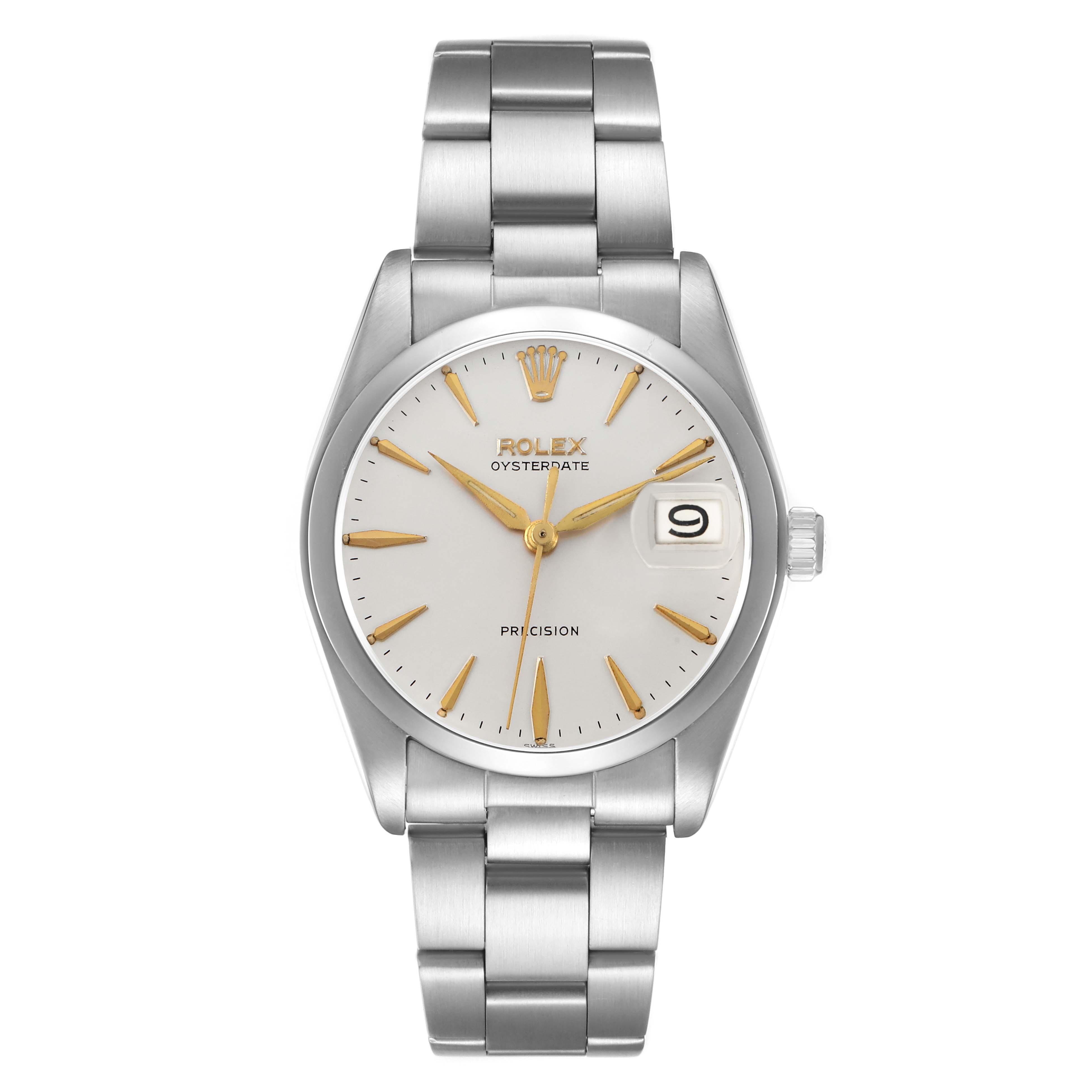 The Rolex Vintage Collection 6694 Men's Stainless Steel Silver Dial is shown from the front, displaying the dial, case, bracelet, and crown.