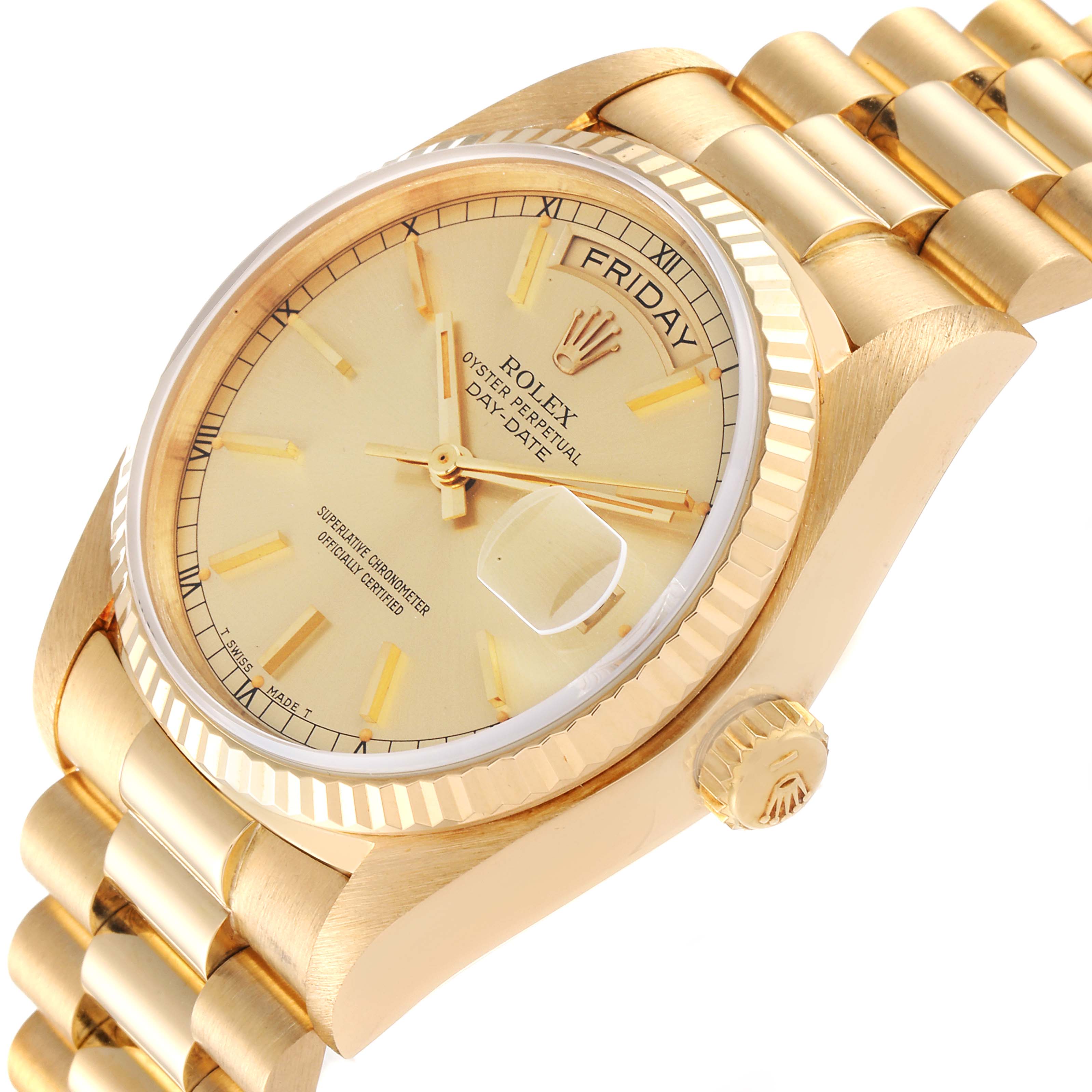 Rolex President Day-date 36mm Yellow Gold Champagne Dial Mens Watch 