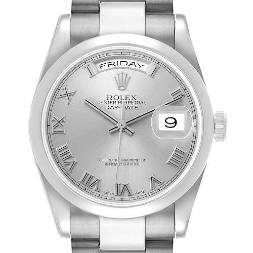 Photo of Rolex President Day-Date White Gold Silver Dial Mens Watch 118209