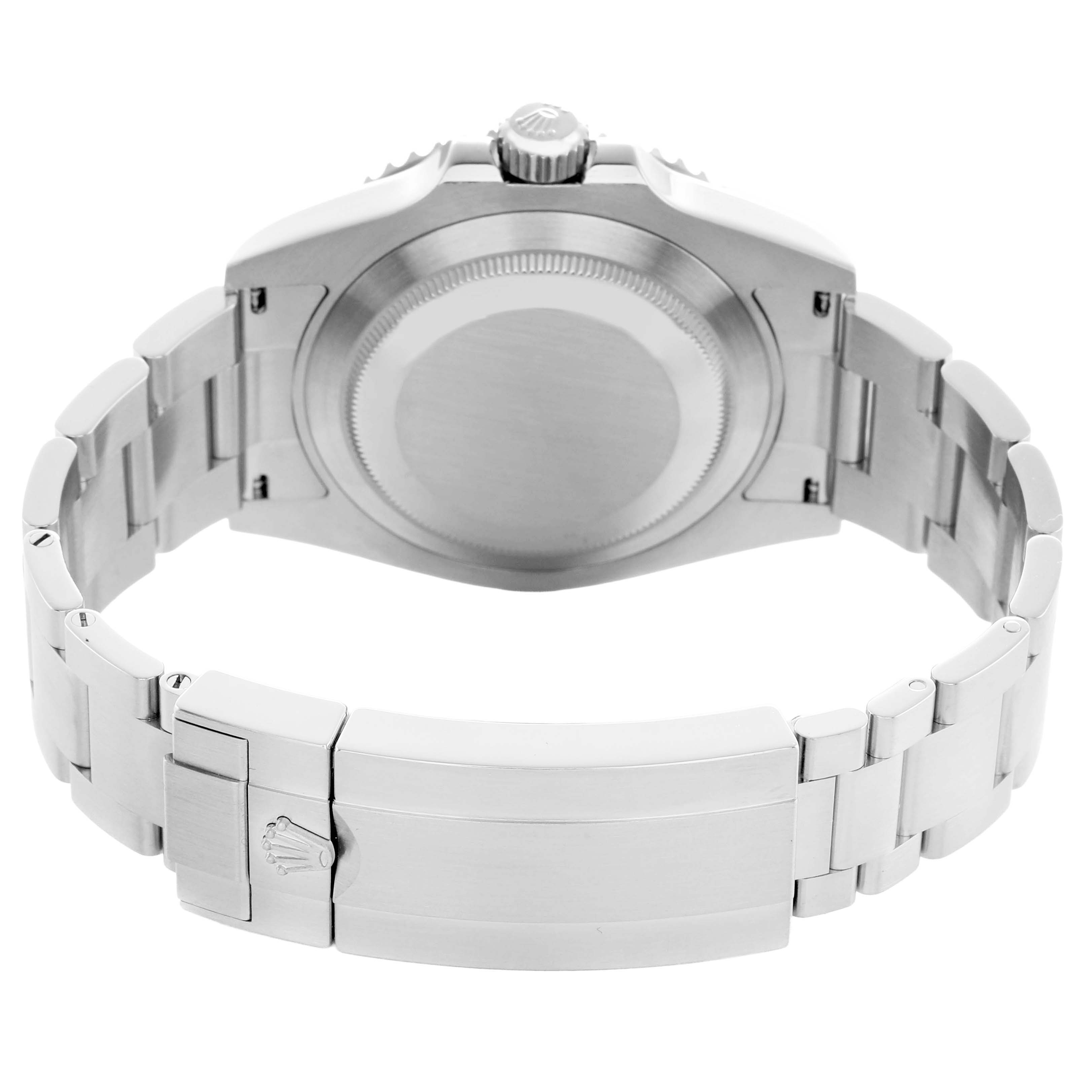 The image shows the back view of a Rolex Submariner 126610LN Men's Stainless Steel Black Dial, featuring the case back, bracelet, and clasp.