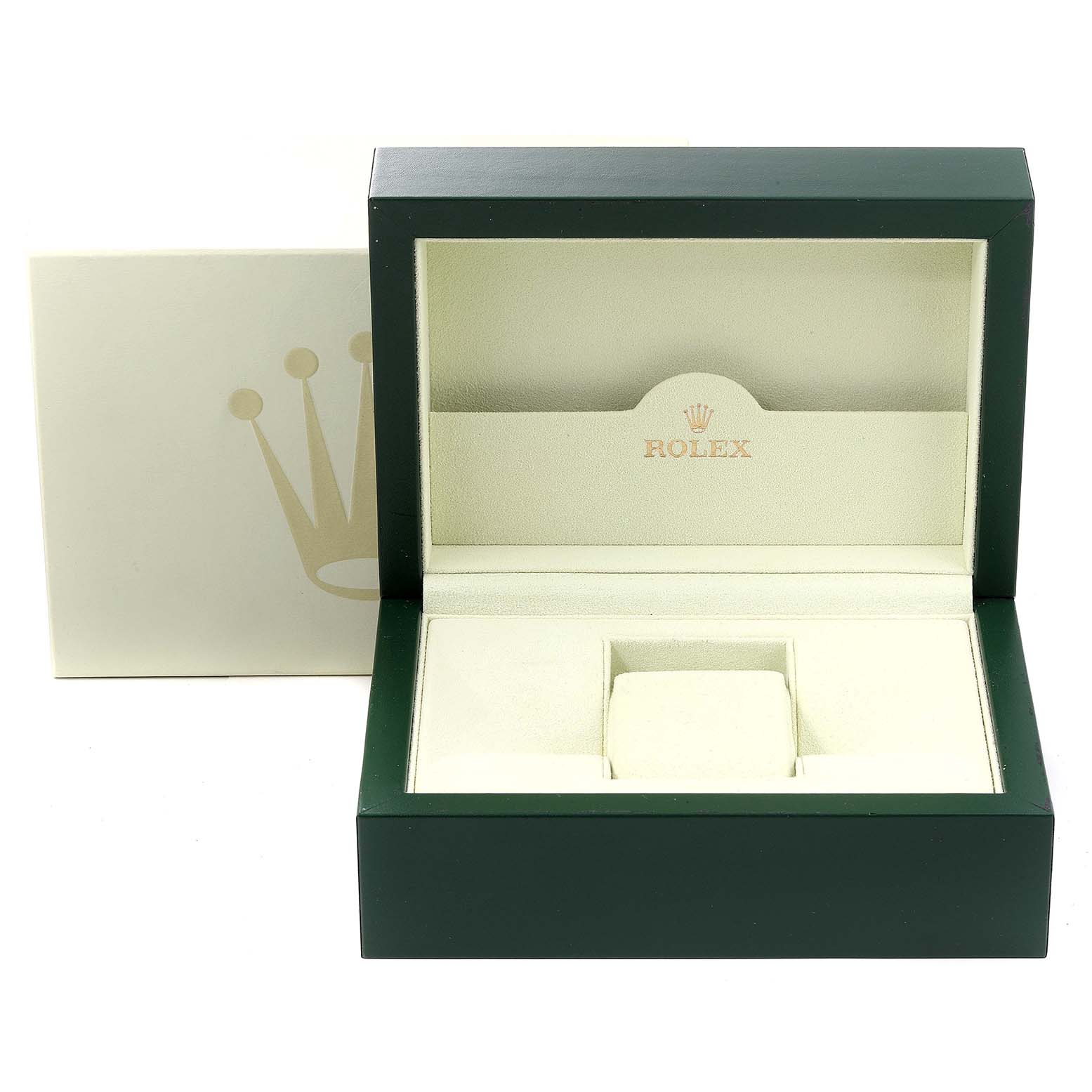 The image shows an open, empty Rolex watch box for the Yacht-Master model, positioned at a front angle.