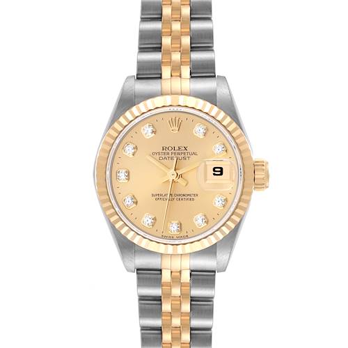 Photo of Rolex Datejust Champagne Diamond Dial Steel Yellow Gold Ladies Watch 69173
