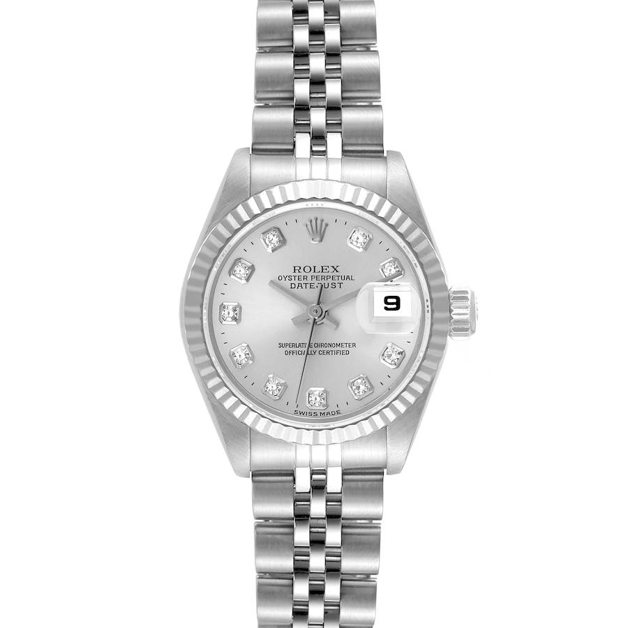 Rolex Datejust Steel White Gold Diamond Dial Ladies Watch 69174 Box Papers SwissWatchExpo