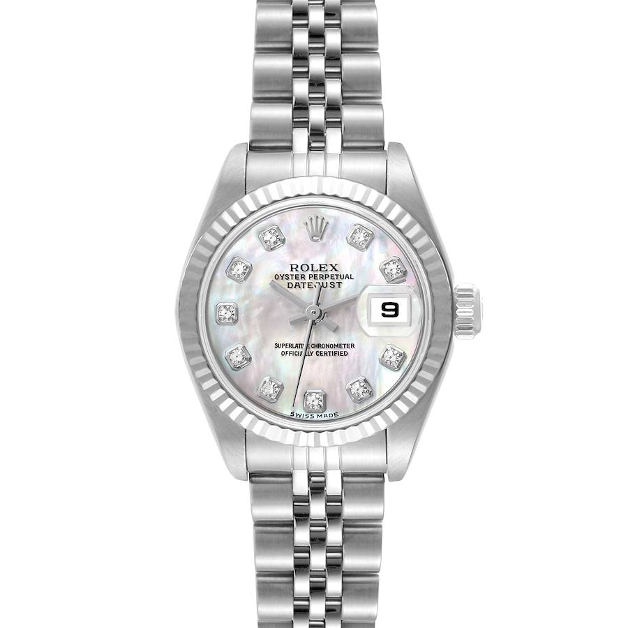 Rolex Datejust Steel White Gold Mother Of Pearl Diamond Dial Ladies Watch 79174 SwissWatchExpo