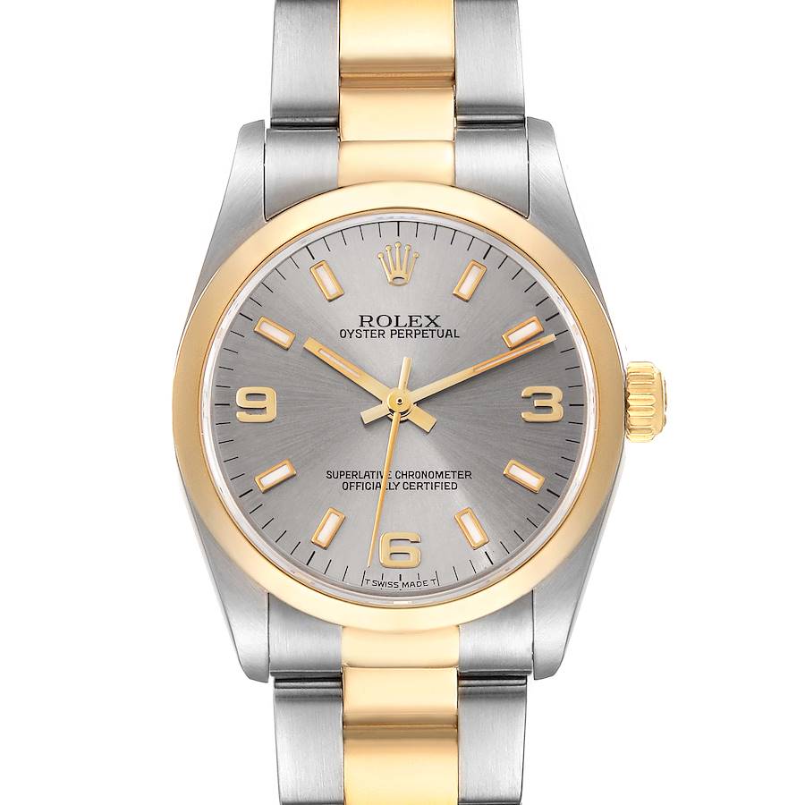 Rolex Midsize 31 Slate Dial Yellow Gold Steel Ladies Watch 67483 SwissWatchExpo