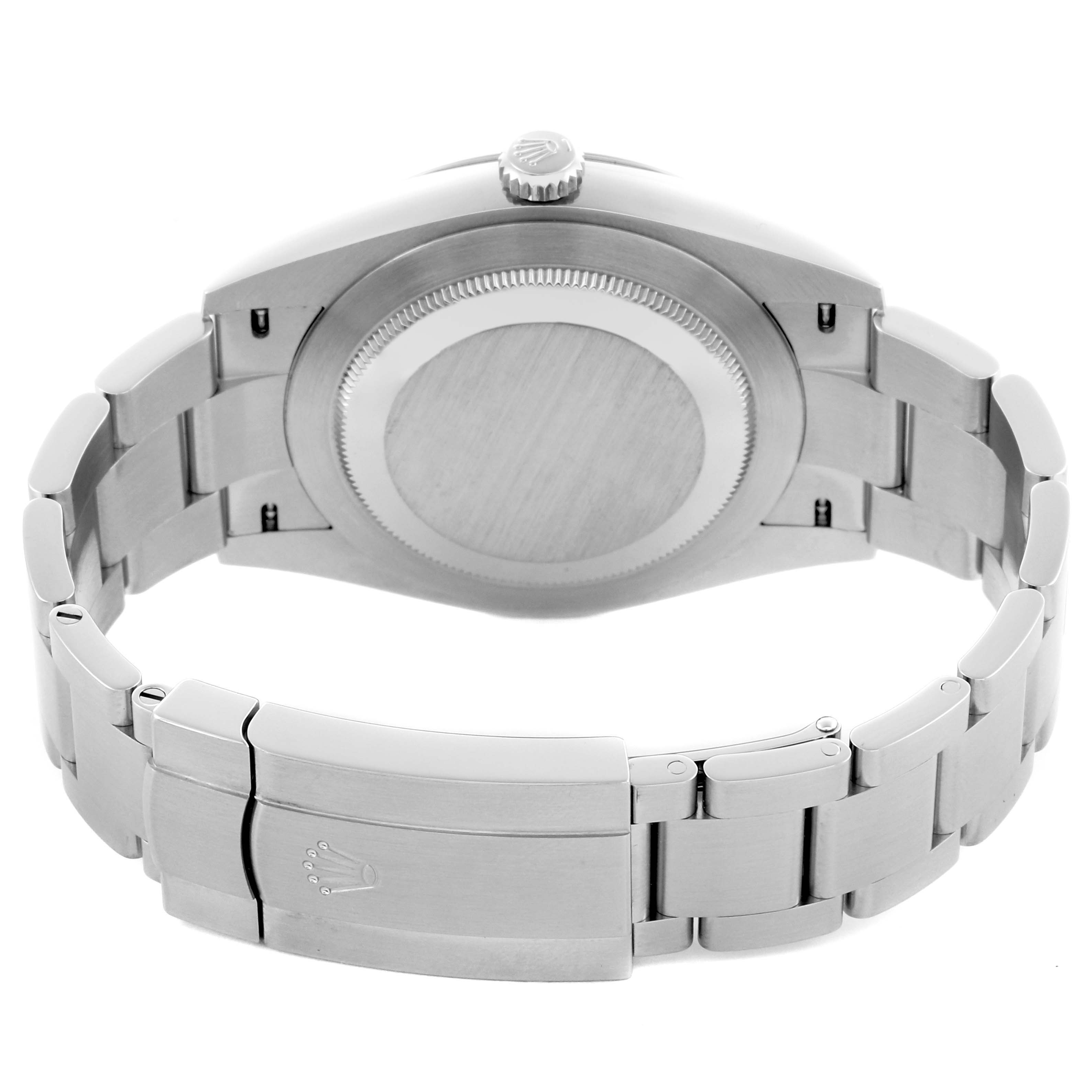 The image shows the back case and bracelet of a Rolex Oyster Perpetual 124300 Men's Stainless Steel Silver Dial 124300 Men's Stainless Steel Silver Dial watch from a rear angle.