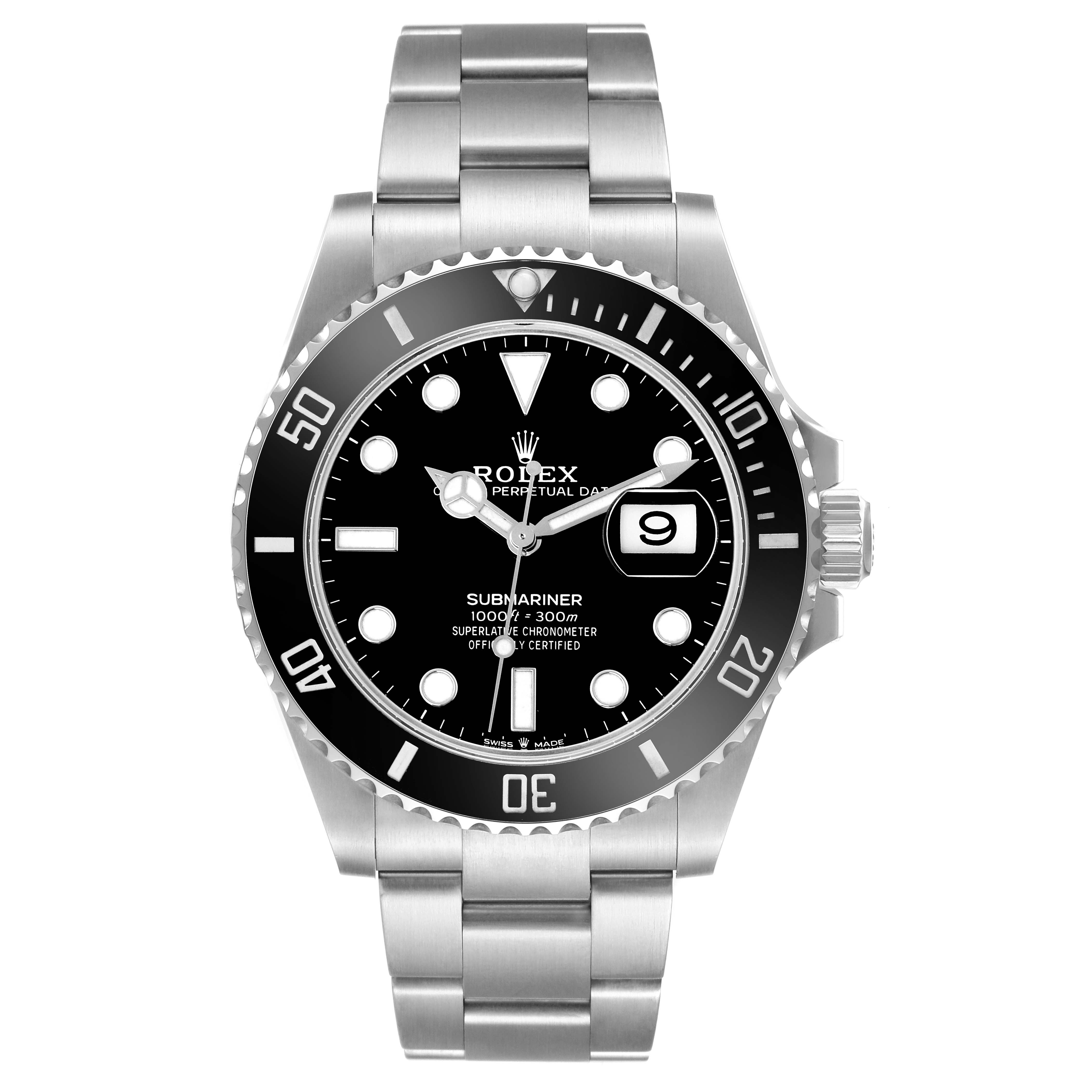 The Rolex Submariner 126610LN Men
s Stainless Steel Black Dial 126610LN Men
s Stainless Steel Black Dial watch is shown from the front, displaying the dial, bezel, crown, and bracelet.