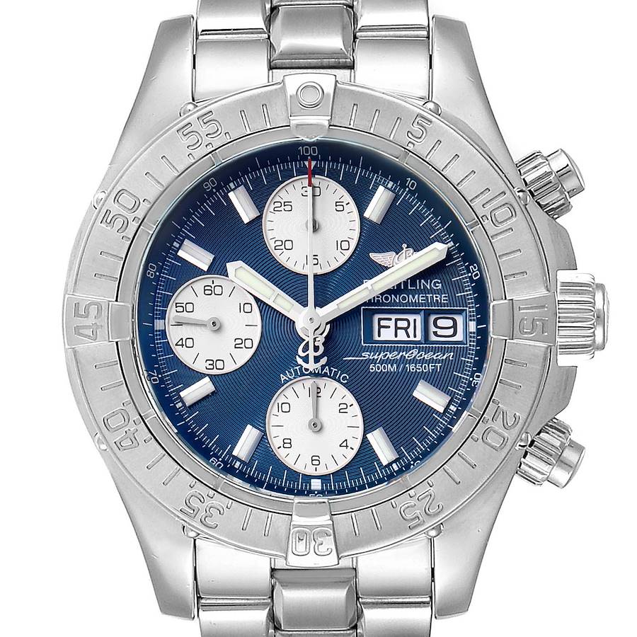 Breitling Aeromarine Superocean Blue Dial Mens Watch A13340 Box Papers SwissWatchExpo