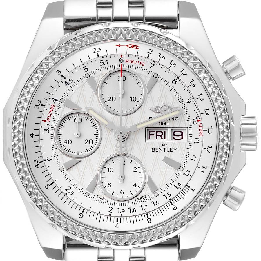 Breitling Bentley Motors GT White Dial Chronograph Steel Mens Watch A13362 SwissWatchExpo