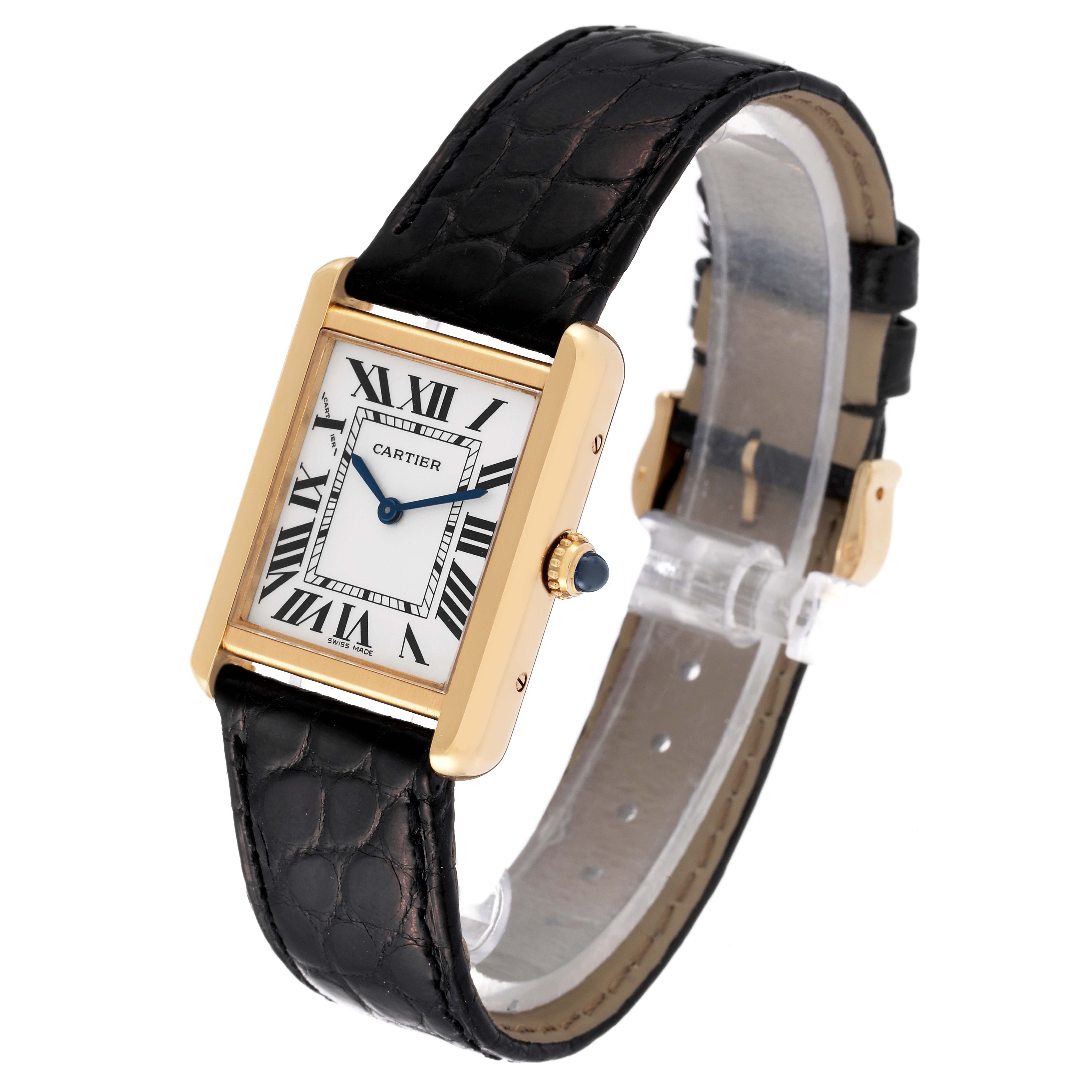 Cartier Tank Solo Yellow Gold Steel Silver Dial Ladies Watch W5200002 ...