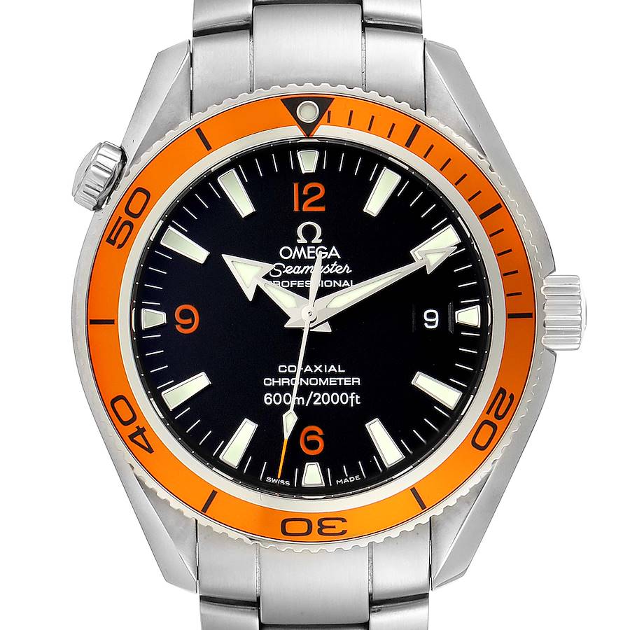 Omega Seamaster Planet Ocean Orange Bezel Steel Mens Watch 2209.50.00 Box SwissWatchExpo