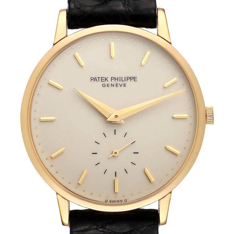 Patek Philippe Calatrava Yellow Gold Ivory Dial Mens Watch 3893 SwissWatchExpo