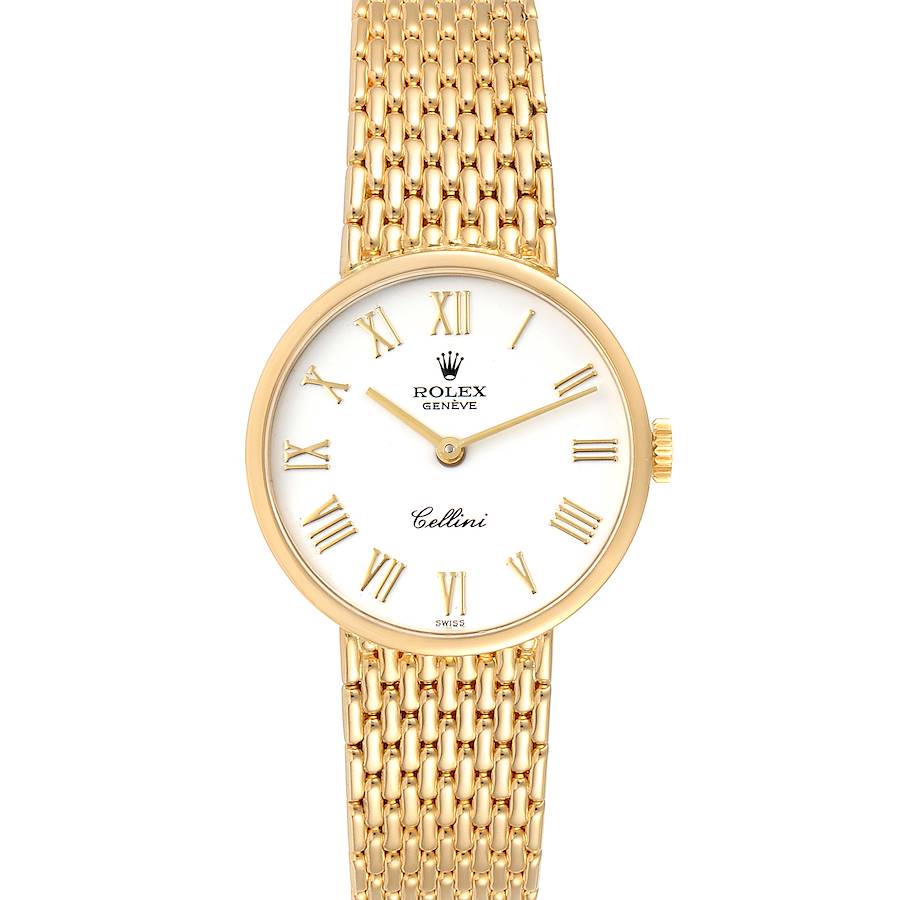 Rolex Cellini Classic 26mm White Dial Yellow Gold Ladies Watch 5041 SwissWatchExpo
