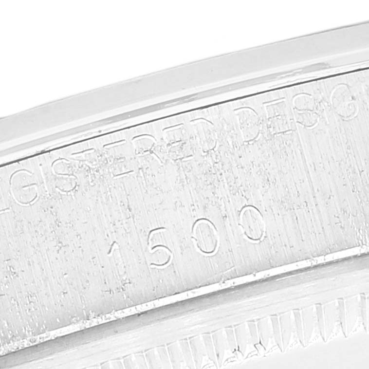 This close-up shows the engraved model number "1500" on the bezel of a Vintage Collection Rolex watch.