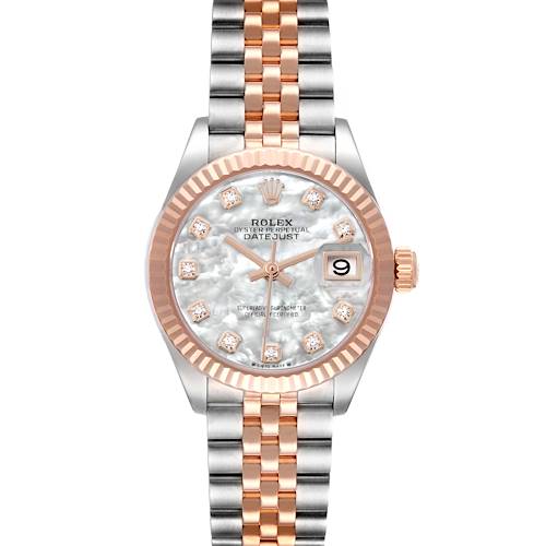 Photo of Rolex Datejust 28 Steel Rose Gold MOP Diamond Dial Ladies Watch 279171