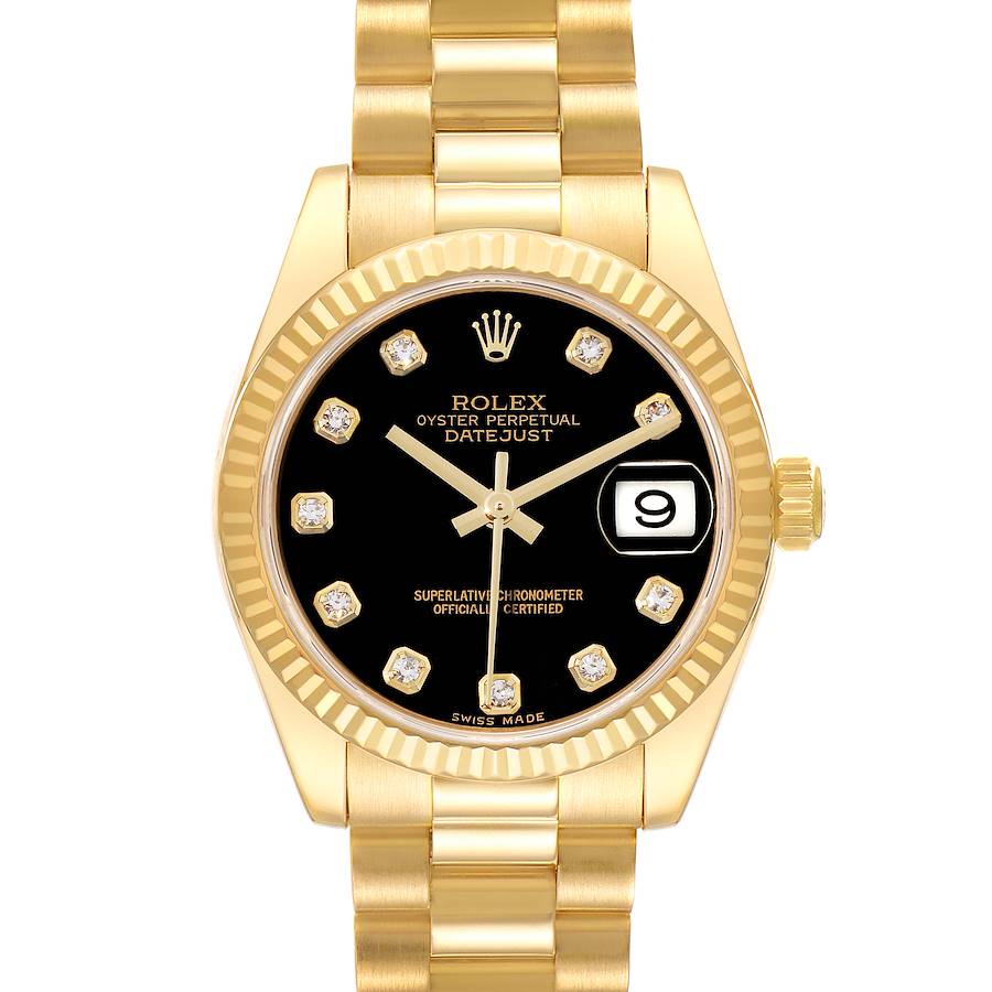 Rolex Datejust President Midsize Yellow Gold Diamond Dial Ladies Watch 178278 SwissWatchExpo