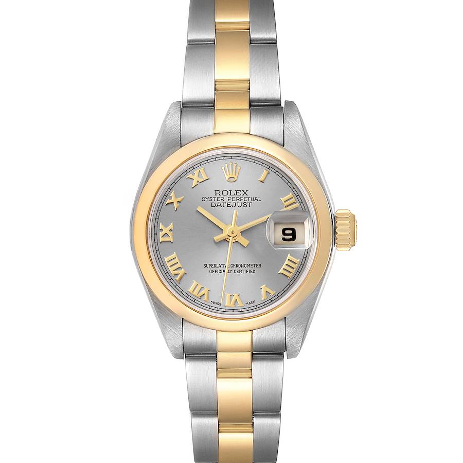 Rolex Datejust Steel Yellow Gold Smooth Bezel Slate Dial Ladies Watch 79163 Card SwissWatchExpo