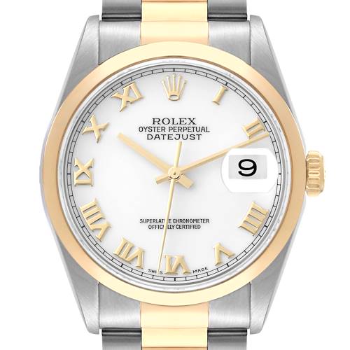 Photo of Rolex Datejust Steel Yellow Gold White Dial Mens Watch 16203