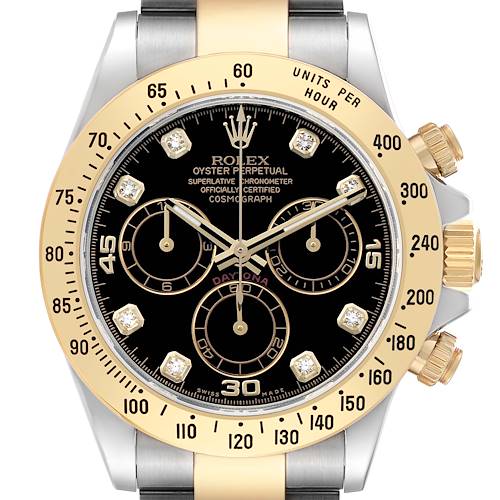 Photo of Rolex Daytona Steel Yellow Gold Black Diamond Dial Mens Watch 116523