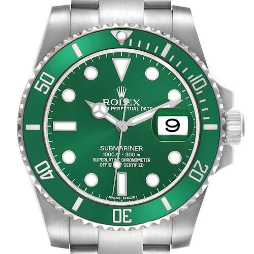 Photo of Rolex Submariner Hulk Steel Green Dial Bezel Mens Watch 116610LV