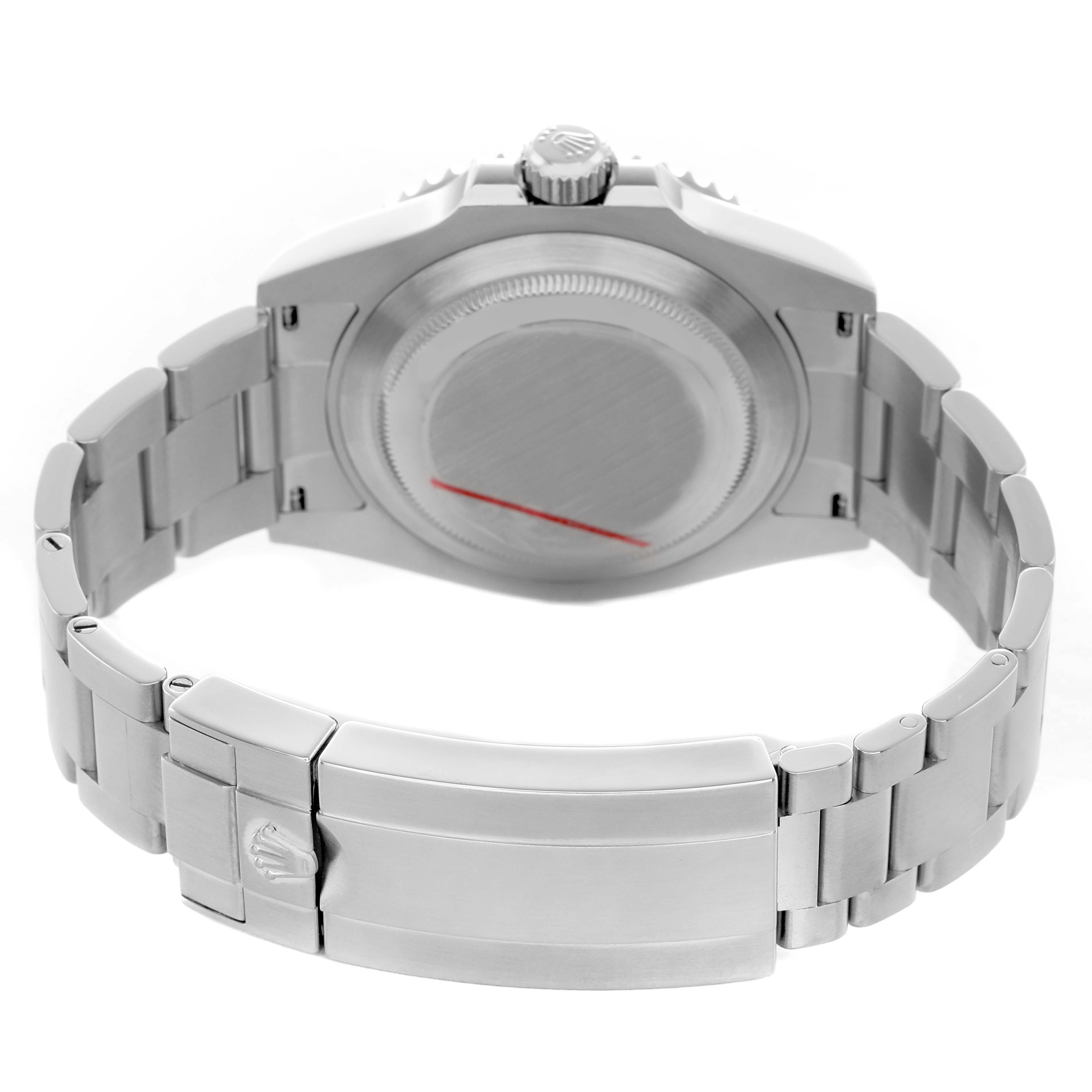 The image shows the back and bracelet of a Rolex Submariner 126610LN Men's Stainless Steel Black Dial, focusing on the case back and clasp.