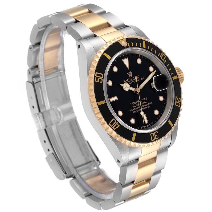 Rolex Submariner Steel Yellow Gold Black Dial Mens Watch 16613