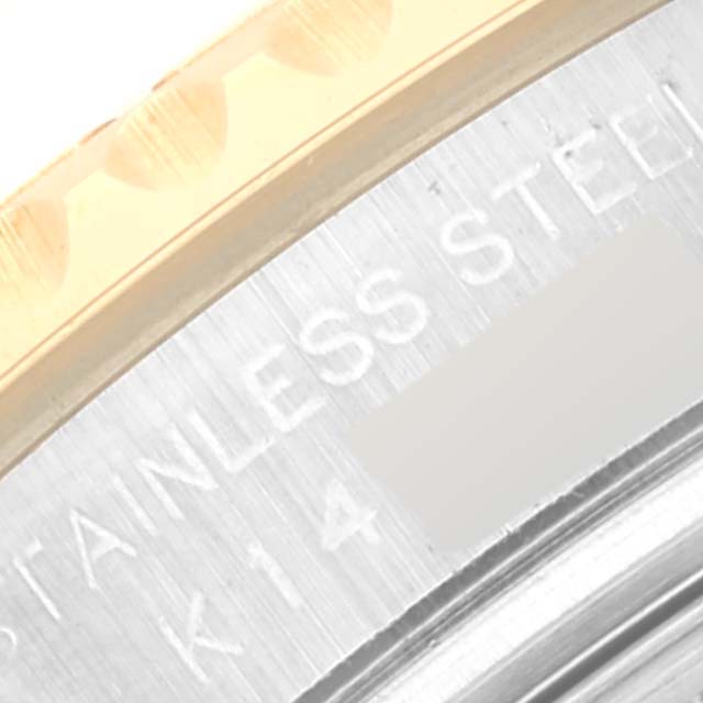 The image shows a close-up of the bezel and part of the engraving on a Rolex Yacht-Master 169623 Women's Steel and Gold (two tone) Champagne Dial 169623 Women's Steel and Gold (two tone) Champagne Dial watch.
