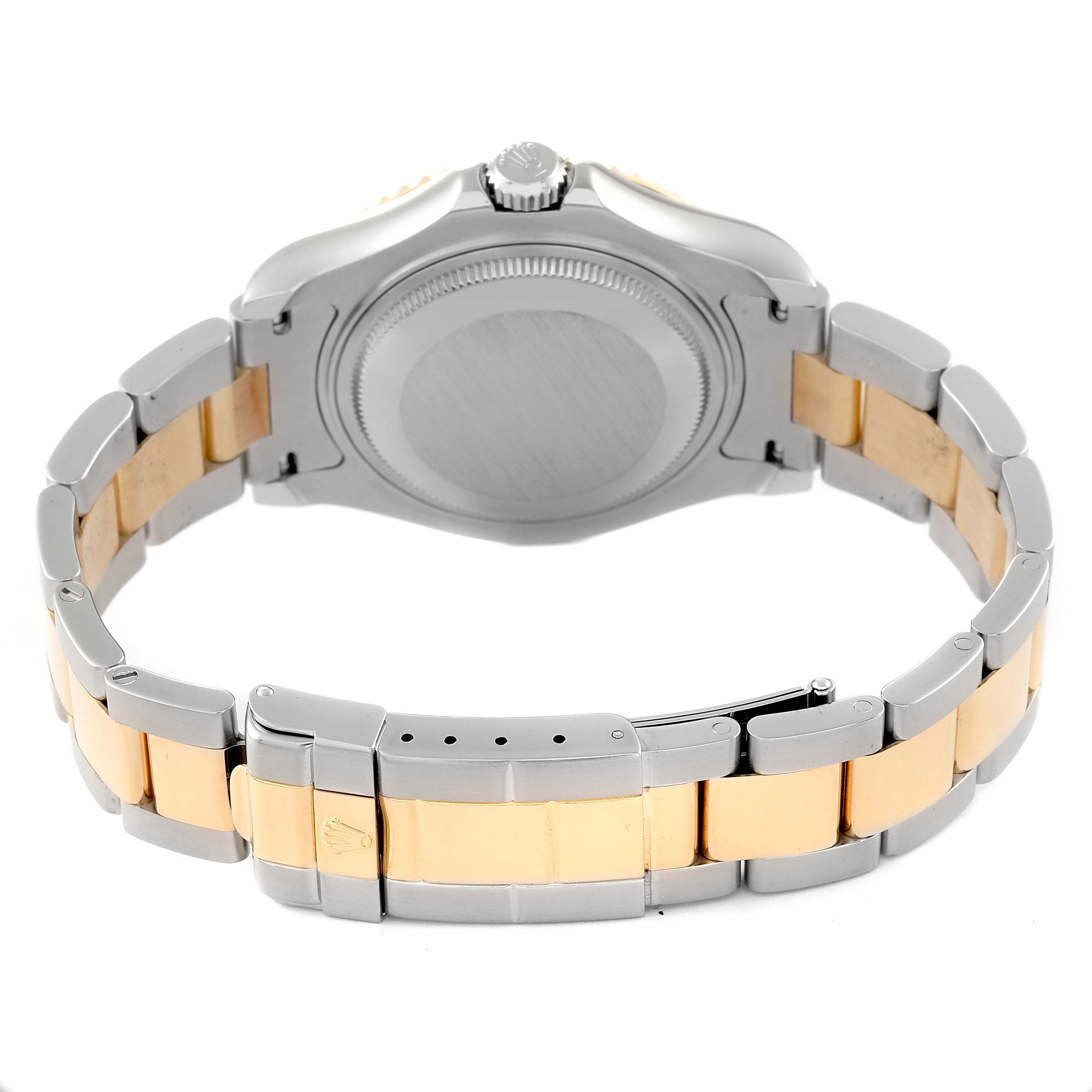 This image shows the back case and bracelet of a Rolex Yacht-Master 68623 Men's Steel and Gold (two tone) Blue Dial 68623 Men's Steel and Gold (two tone) Blue Dial watch from a rear angle.