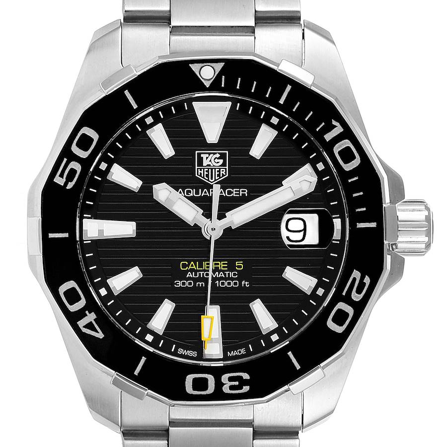 Tag Heuer Aquaracer Black Dial Steel Mens Watch WAY211A Box Card SwissWatchExpo