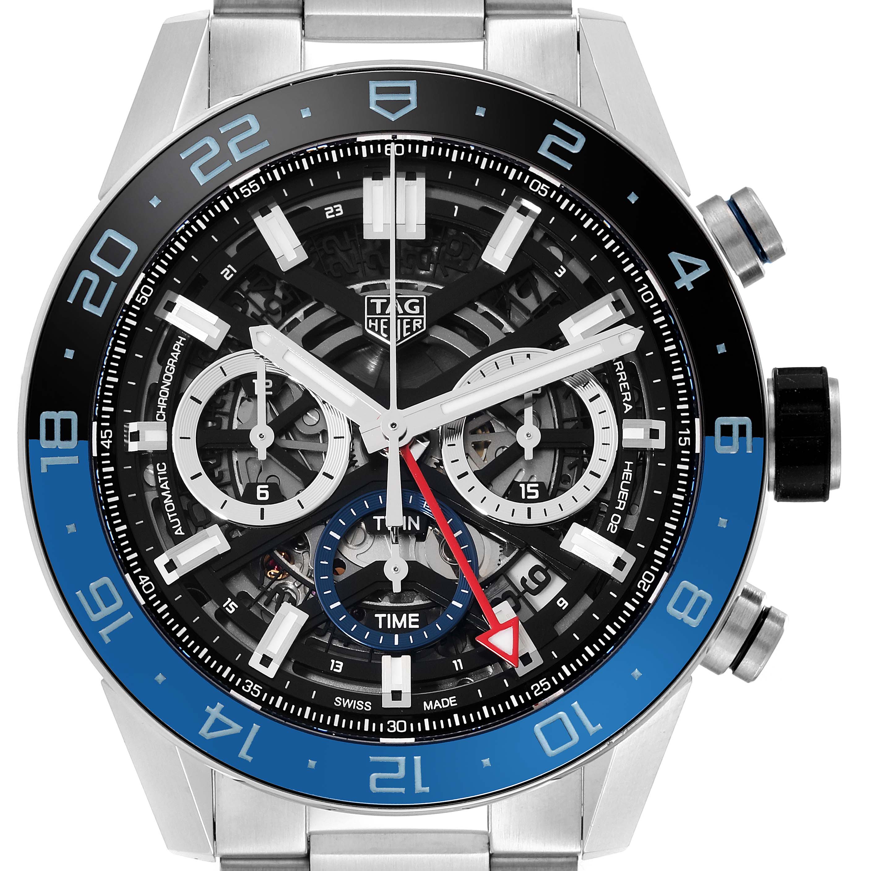 Tag Heuer Carrera GMT Batman Bezel Steel Mens Watch CBG2A1Z