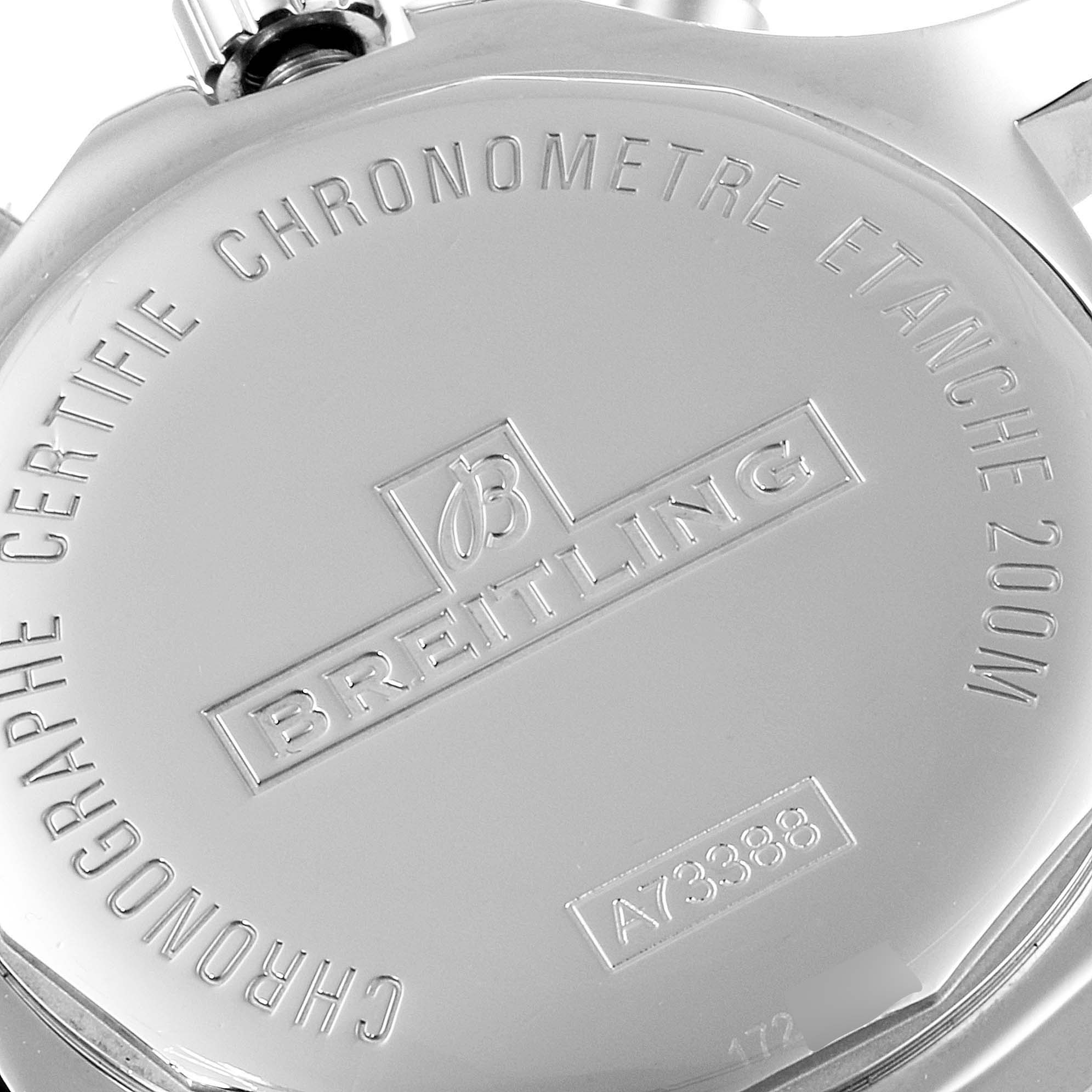 This image shows the back case of the Breitling Colt A73388 Men's Stainless Steel White Dial A73388 Men's Stainless Steel White Dial watch, highlighting the brand engraving and model number AY3388.