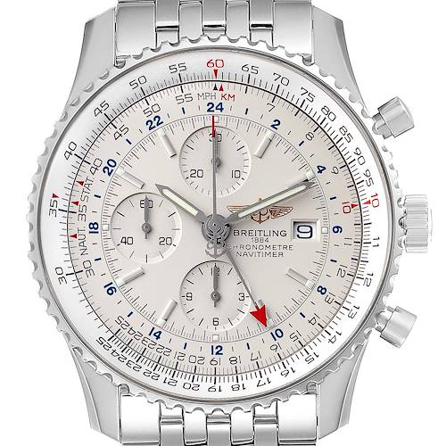 Photo of Breitling Navitimer World Silver Dial Steel Mens Watch A24322 Papers