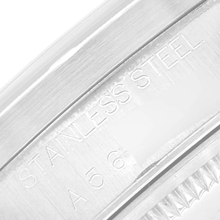 The image shows a close-up of the side engraving on the stainless steel case of a Rolex Air-King 14010 Men's Stainless Steel Silver Dial 14010 Men's Stainless Steel Silver Dial watch.