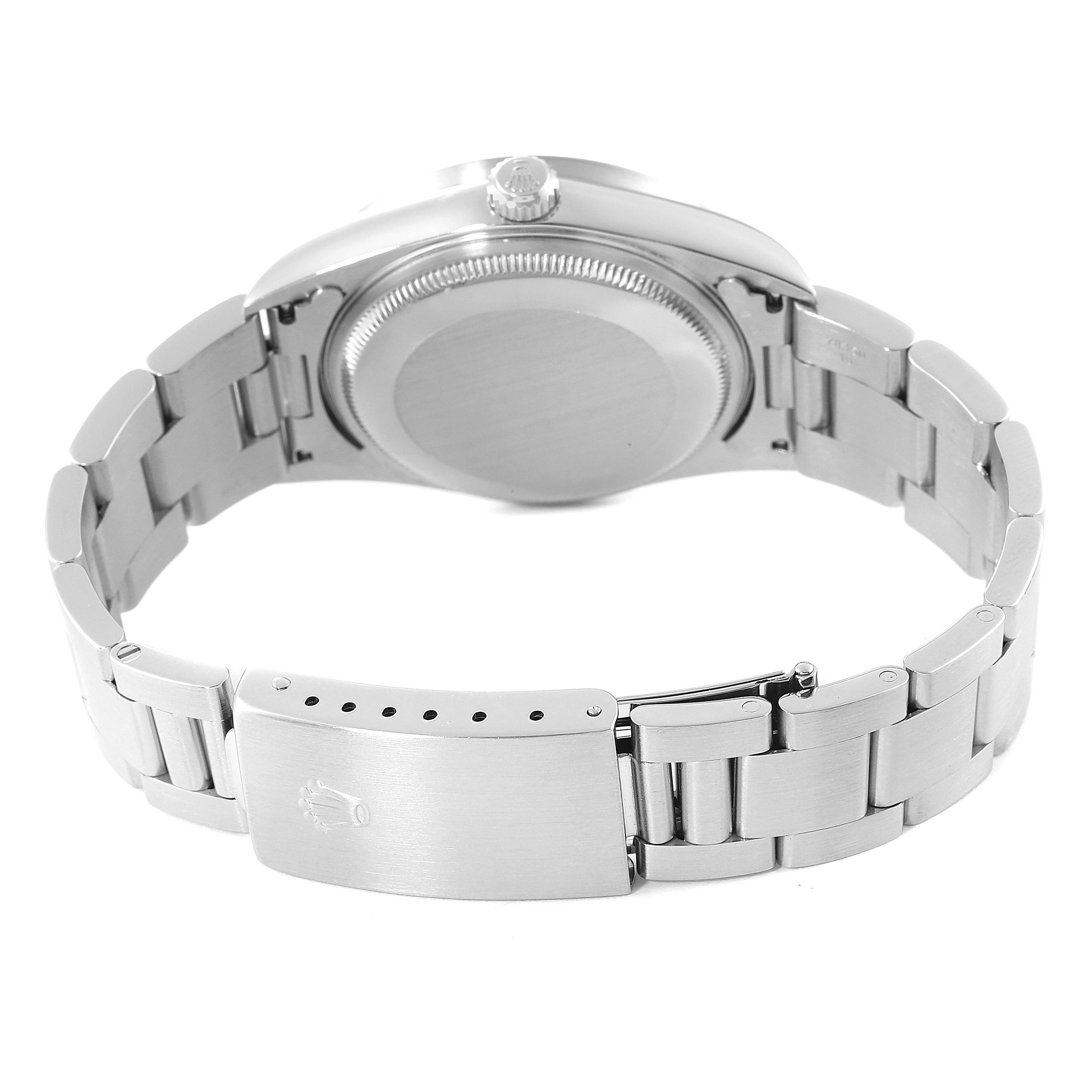 The image shows the back case, bracelet, and clasp of the Rolex Air-King 14010 Men's Stainless Steel Silver Dial 14010 Men's Stainless Steel Silver Dial watch from a rear angle.