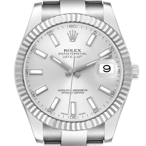 Photo of Rolex Datejust II 41 Steel White Gold Silver Dial Mens Watch 116334
