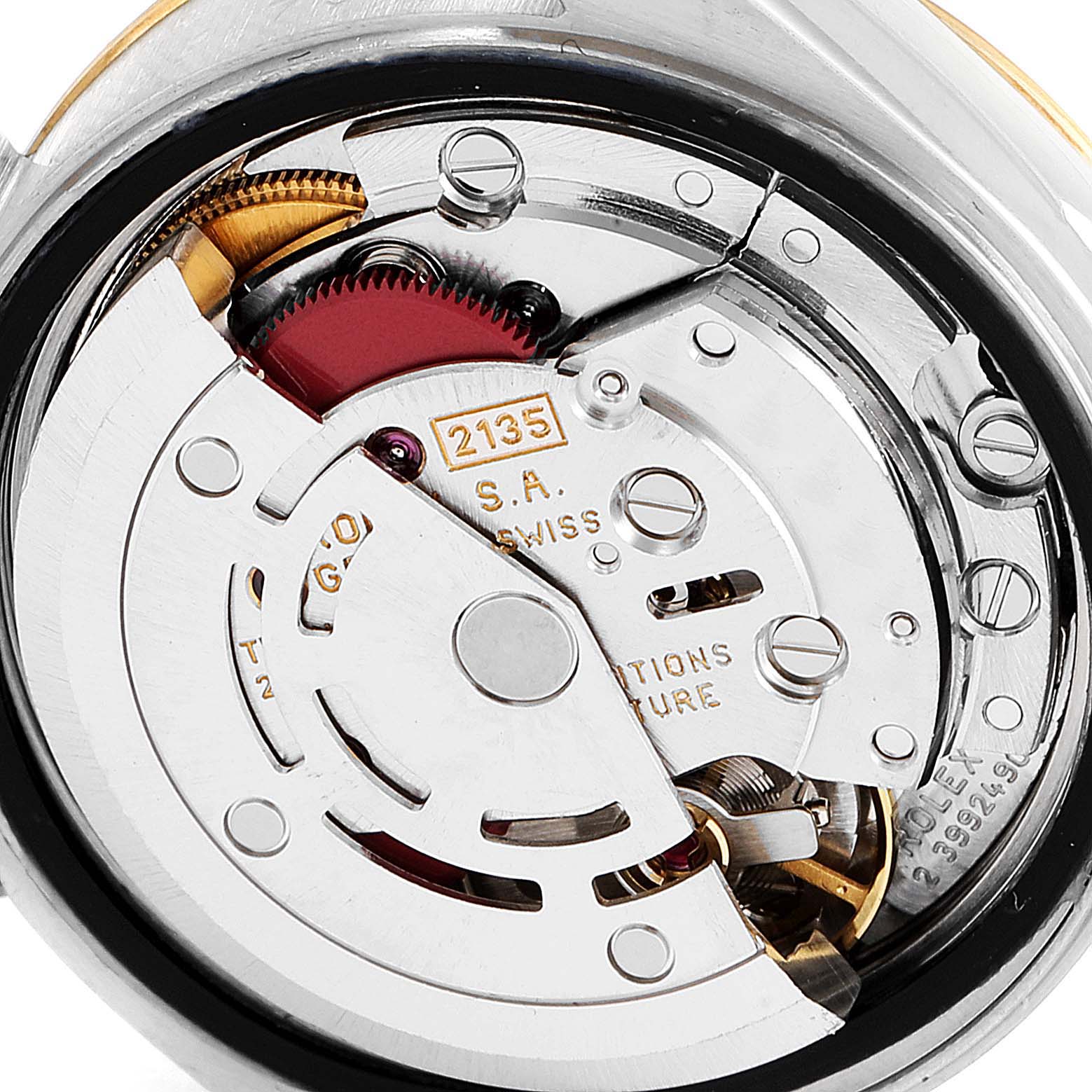 This image shows the intricate internal mechanism of the Rolex Datejust 69173 Women
s Stainless Steel Silver Dial 69173 Women
s Stainless Steel Silver Dial watch model, focusing on the movement components.