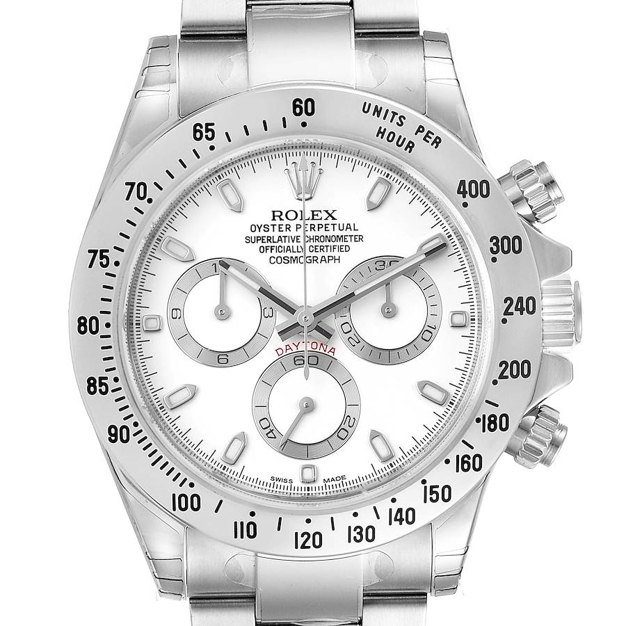 Rolex Daytona White Dial Chronograph Stainless Steel Mens Watch 116520 Unworn SwissWatchExpo