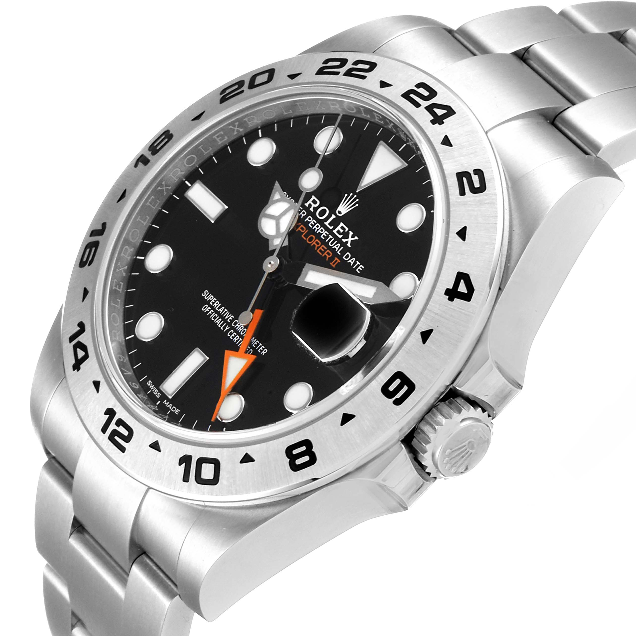 The image shows a close-up of the Rolex Explorer 216570 Men
s Stainless Steel Black Dial 216570 Men
s Stainless Steel Black Dial watch featuring its bezel, dial, and part of its bracelet.