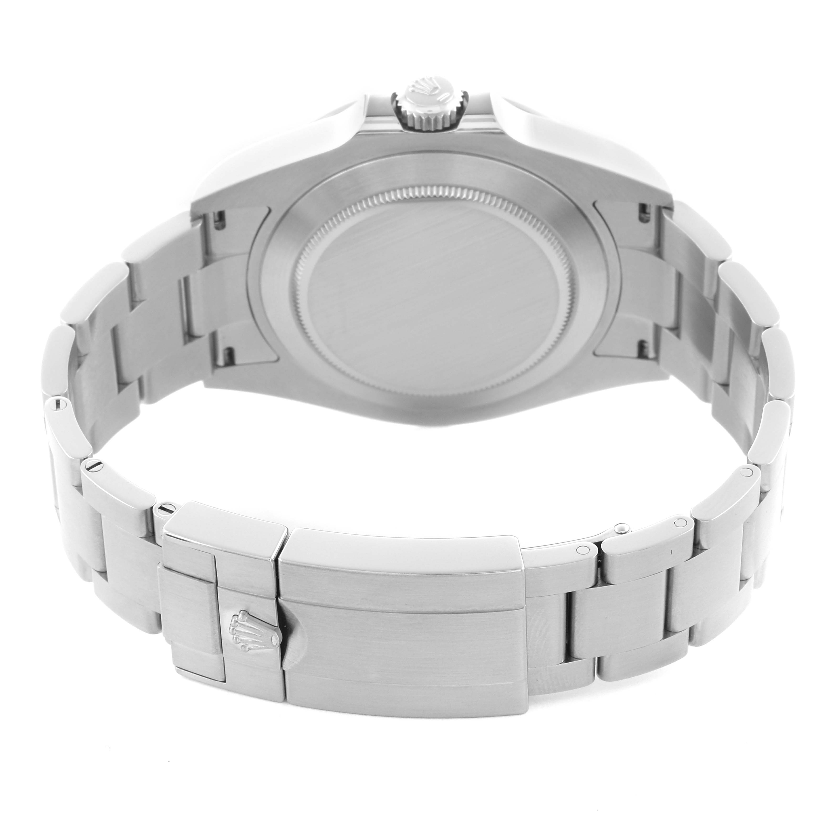 The image shows the clasp and case back of a Rolex Explorer 226570-0002 Men's Stainless Steel Black Dial 226570-0002 Men's Stainless Steel Black Dial watch, viewed from the rear angle.