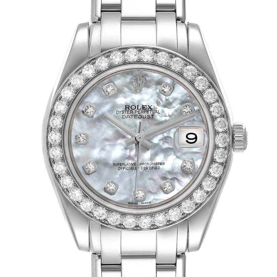 Rolex Pearlmaster 34 18k White Gold MOP Diamond Dial Ladies Watch 81299 SwissWatchExpo