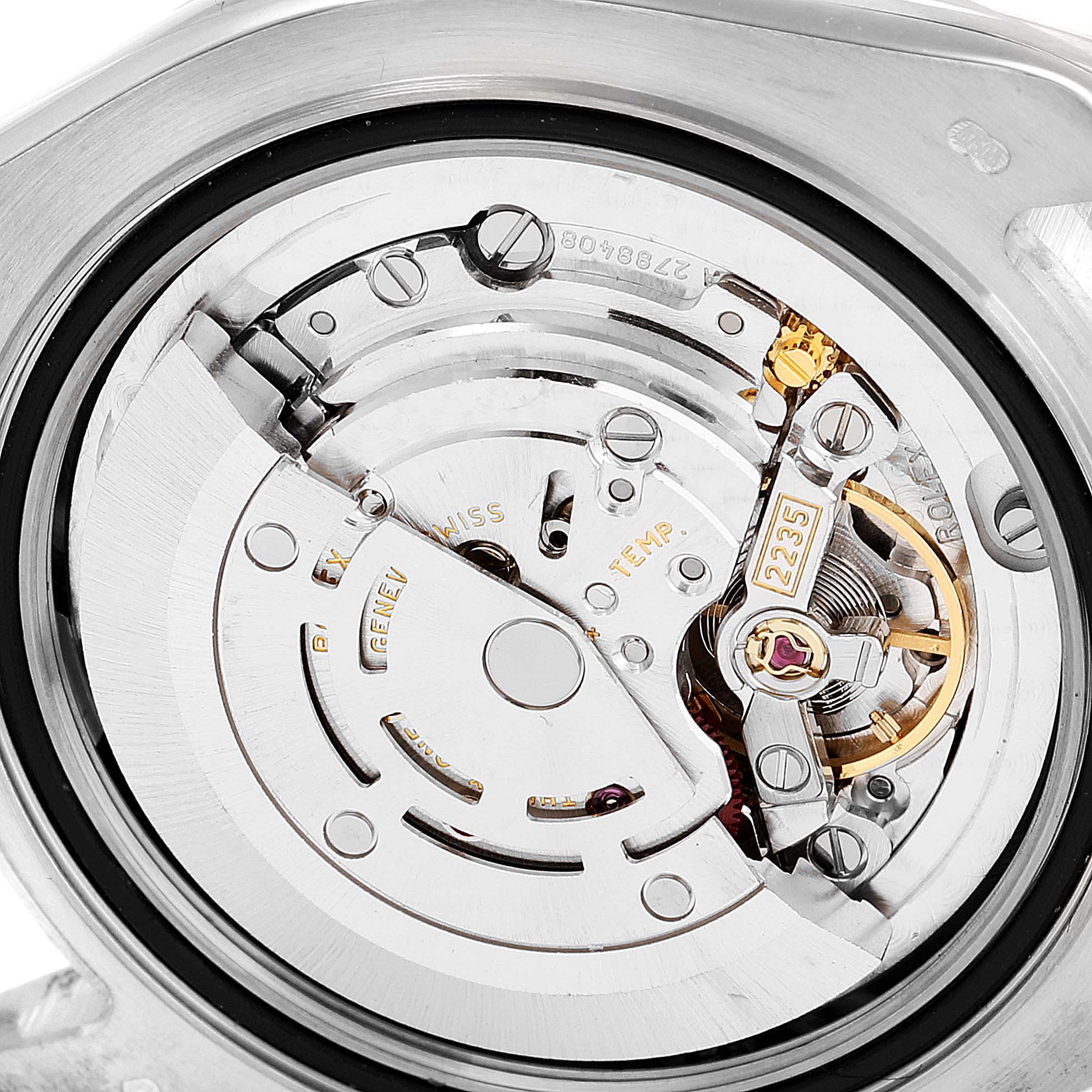 The image shows the internal movement mechanism of a Rolex Pearlmaster 81285 Women's White Gold Mother of Pearl Dial 81285 Women's White Gold Mother of Pearl Dial watch from a close-up angle.