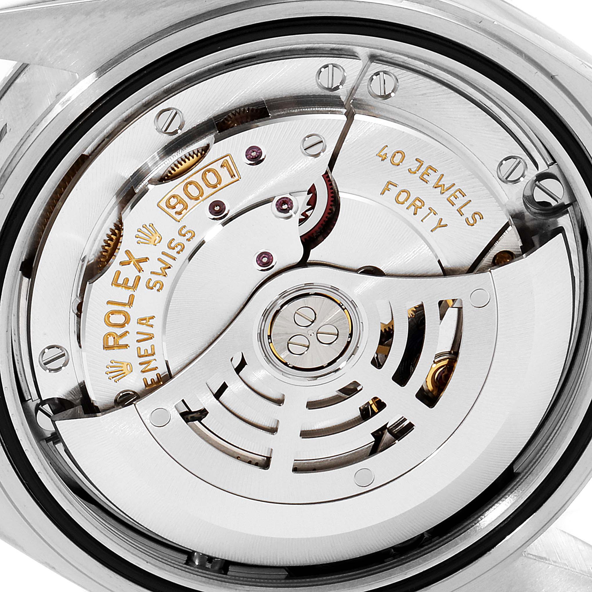 The image shows a close-up of the movement mechanism of the Rolex Sky-Dweller 326934 Men's Stainless Steel Blue Dial 326934 Men's Stainless Steel Blue Dial watch.